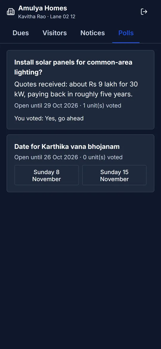 Resident web app: polls